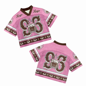 Bruin roze mesh American football shirt heren V-hals korte mouw gesublimeerde print ademend regular fit teamnummers 88 - Product Image 4