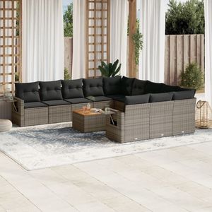 Set Divano da Giardino Grigio con Cuscini, Arredamento da Esterno in Rattan Impermeabile dal Design Contemporaneo - Product Image 1