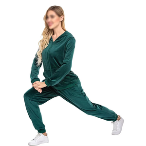 <b>Women</b> <b>Velvet</b> <b>Tracksuit</b> 2 Piece Set Full Zip Hoodie Long Sleeve Sweatpants Casual Jogger Sportswear Wholesale OEM Custom - Product Image 5