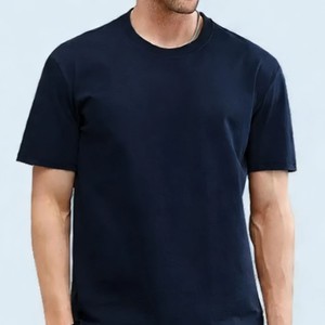 Camiseta de Manga Corta para Hombre, Color Borgoña, Cuello Redondo, 100% Algodón, Corte Regular, Color Sólido Informal, Tejido de Punto, Teñido Liso, OEM ODM - Product Image 5