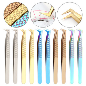 <b>Eyelashes</b> Tweezers Stainless Steel High Quality Tweezers for <b>Eyelash</b> <b>Extensions</b> Kits Manicure Instruments - Product Image 1