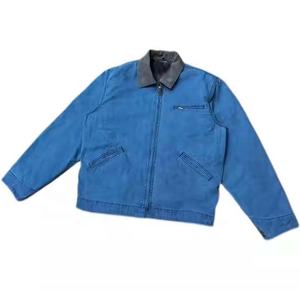 Chaqueta de Mezclilla de Lujo Estilo Urbano, Chaqueta de Trabajo Vintage con Cremallera, de Lona Gruesa, con Logotipo Personalizado, de Algodón, para Hombre - Product Image 4