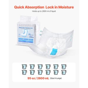 Pannolini per adulti super assorbenti usa e getta taglia XL, mutande 3D anti-perdita con linguette per uomo e donna, SAP giapponese - Product Image 2