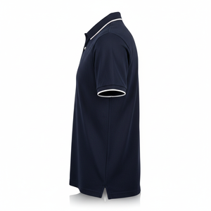Stylish Men's Navy Polo T-Shirt | Tipped Collar Design | Breathable Cotton <b>Blend</b>, Custom Branding Available - Product Image 4