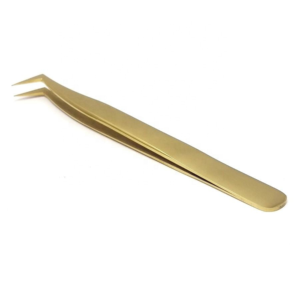 Gold L Shape Stainless Steel Russian Volume Eyelash Tweezers With Wholesale Price Lash Tweezers OEM <b>Tool</b> Kit - Product Image 1