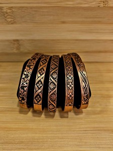 Pure Copper <b>Adjustable</b> <b>Bracelet</b> Copper Cuff Bangle-Personalized Reactive Printing Handmade India Non Toxic Polished Home - Product Image 1