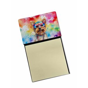 Dispensador de notas autoadhesivo de diseño Hippie Dawg de New Yorkie Terrier, accesorios de escritorio en blanco recargables, soporte para tarjetas y blocs de notas - Product Image 1