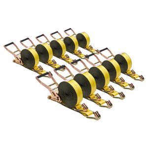 Cinghie a cricchetto per carichi pesanti 5 cm x 9 m, resistenza alla rottura 4.500 kg, con doppio gancio a J, certificate TUV - Product Image 1