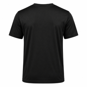 T-shirt en polyester noir pour homme avec logo personnalisé, séchage rapide, manches courtes, coupe classique, col rond, pour le sport - Product Image 2