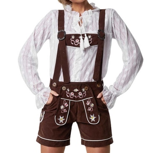Pantalones Cortos de Cuero Rústicos para Mujer, Estilo Bávaro Tradicional, para el Oktoberfest, Ropa para Festivales Folclóricos Alemanes - Product Image 6
