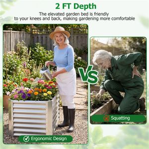 Bac de Jardin Surélevé en Acier Galvanisé 4 x 2 x 2 pieds, Jardinière Extérieure en Fer pour Légumes, Herbes et Fleurs, Dimensions en cm - Product Image 5