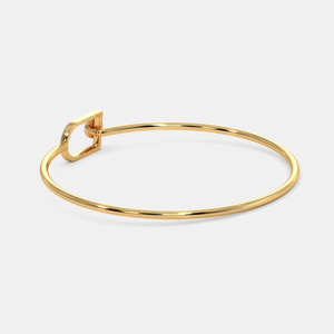 Gold Minimal Diamond Lock Design <b>Bangle</b> <b>Bracelet</b> - Product Image 4