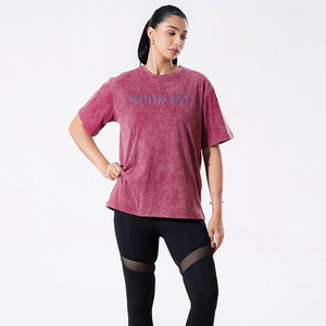 T-shirts amples et décontractés pour femmes en toile 100 % coton de qualité supérieure, délavés à l'acide, personnalisés et respirants - Product Image 1