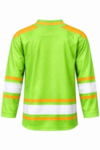 Maillot de hockey sur glace personnalisé vert lime, respirant, à manches longues, pour entraînement d'équipe, avec logo et numéro brodés pour homme - Product Image 4