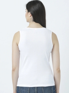Débardeur blanc sans manches pour femmes, avec imprimé d'arbres et d'oiseaux colorés, col rond, haut décontracté en coton tricoté - Product Image 3