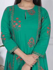 Ensemble coordonné vert émeraude tendance avec dupatta, Kurti brodé et pantalon pour femme, tenue décontractée, vêtements ethniques - Product Image 5