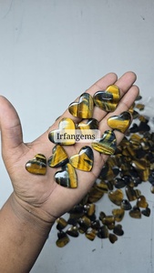 Cabochons en œil de tigre 100 % naturels, forme cœur, pierres précieuses en vrac, dos plat, polis à la main, pour la lithothérapie, vente en gros - Product Image 4