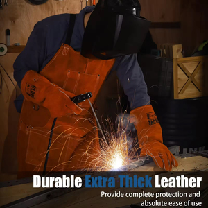Heavy Duty Cowhide Leather Welding <b>Aprons</b> Flame Resistant Men Garden <b>BBQ</b> Work <b>Aprons</b> With Multiple Tool Pockets - Product Image 4