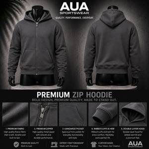 Sudadera con Capucha y Cierre de Cremallera para Hombre AUA, Corte Regular, Felpa de Algodón, Estilo Casual para Otoño - Product Image 3