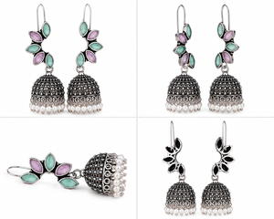 Pendientes colgantes estilo bohemio con forma de campana, con piedras de cuarzo verde menta y lavanda, y gotas de perlas de imitación para mujer, joyería para fiestas. - Product Image 6