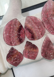 Natural Pink Tourmaline Carving Loose Gemstone <b>Top</b> quality Tourmaline Carving Pairs For Jewelry Making - Product Image 3