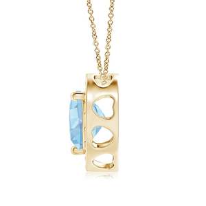 Collier pendentif cœur en or 14K 18K avec halo de diamants et aigue-marine naturelle 0,2 carats, chaîne à maillons, bijoux fins, OEM, best-seller - Product Image 3