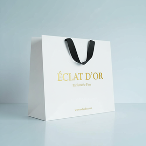 Sac en papier laminé brillant de luxe, personnalisé, fait main, écologique, avec poignée en corde de coton, pour supermarché, boutique, cadeau - Product Image 1