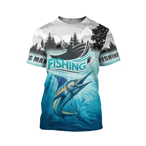 T-shirt de pêche pour homme, tendance, impression par sublimation, tricoté en Spandex/Polyester, anti-boulochage, respirant, personnalisé LADO - Product Image 5