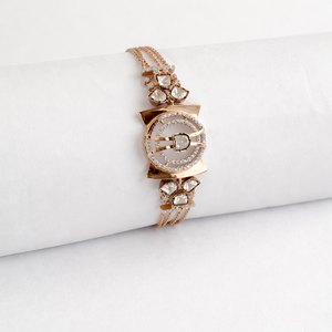 18ct Gold Rose Gold Tone <b>Crystal</b> Geometric Statement <b>Bracelet</b> for Women Luxury Multi Layer Chain Jewelry Wedding Party Gift - Product Image 1