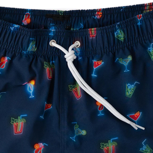 Short de bain décontracté pour homme, bleu marine, imprimé cocktail, séchage rapide, avec cordon de serrage - Product Image 2