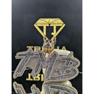 Pendentif personnalisé de luxe en forme de lettre TMB, serti de diamants VVS cultivés en laboratoire, en argent sterling 925, bijoux hip-hop certifiés GIA, 3 pouces, Trisha Jewels - Product Image 2