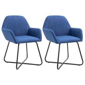 Set di 2 Sedie da Pranzo Moderne Blu in Poliestere con Telaio in Acciaio Verniciato a Polvere, Arredamento Contemporaneo Imbottito per la Casa - Product Image 1