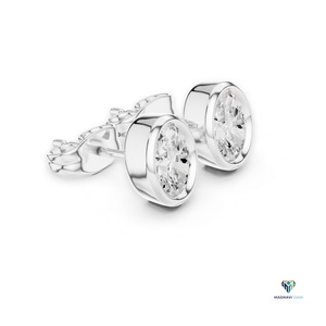 White <b>Gold</b> Oval Lab Grown Diamond <b>Pendant</b> and Earring Set in 18K <b>Solid</b> <b>Gold</b>, 2.50 TCW Minimalist Bezel Jewelry Set - Product Image 4