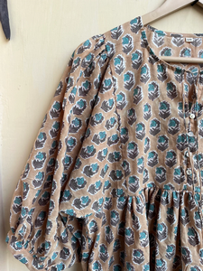 Robe longue bohème en coton à fleurs, imprimée à la main, col rond, manches longues, pour femmes - Product Image 3