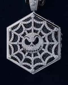 Pendentif breloque hexagonal en moissanite sertie, plaqué rhodium, argent, chaînes en or rose, design aile d'ange et dragon, bijoux streetwear unisexe - Product Image 3