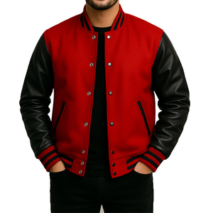 High Quality Best Selling Varsity <b>Jacket</b> Men Wholesale <b>Cheap</b> Price Solid Material Plain Dyed Stand Collar Front <b>Winter</b> <b>Jackets</b> - Product Image 5