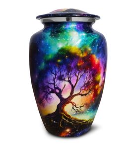 Urne funéraire américaine Cosmic Tree pour cendres, écologique, personnalisable, design galaxie, souvenir pour adulte - Product Image 6