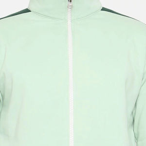 Ensemble de survêtement vert menthe pour hommes, veste à fermeture éclair intégrale, pantalon de jogging assorti, rayures vert foncé, vêtements de sport athlétiques, entraînement décontracté - Product Image 5