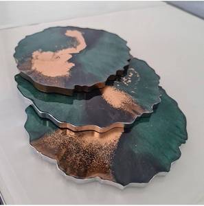 Geode resin <b>coasters</b> <b>Agate</b> home decor Classic design handmade Lightweight functional decor Geode resin <b>coaster</b> set - Product Image 5
