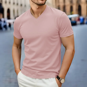Camiseta de Verano 2026 para Hombre, Cuello en V, Manga Corta, 100% Algodón, Estilo Casual, Holgada, Cómoda, Transpirable y Versátil - Product Image 2