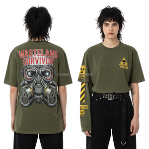 เสื้อยืดแขนกุดสีม่วงอมม่วง 230GSM สำหรับผู้หญิง ลายกราฟิกหัวกะโหลกหนวดปลาหมึก ดีไซน์ขาดๆ แบบวินเทจ ผ้าฝ้าย - Product Image 3