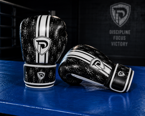 Dumela Custom Wholesale Boxing Gloves Leather <b>Black</b> White Skeleton Pattern High Quality Vertical Style Custom Sizes Training - Product Image 2