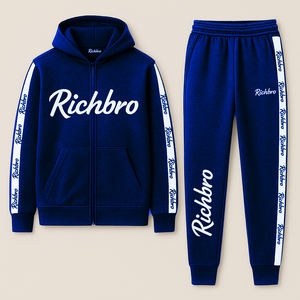 Conjunto de chándal de gran tamaño | Estilo Streetwear | Chándal de entrenamiento con cremallera completa de fábrica OEM ODM para chándales personalizados de marca blanca - Product Image 4