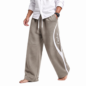Pantalones deportivos extragrandes de algodón GSM personalizados para hombre, para invierno, transpirables, de color sólido, con logo impreso personalizado, marca privada - Product Image 1