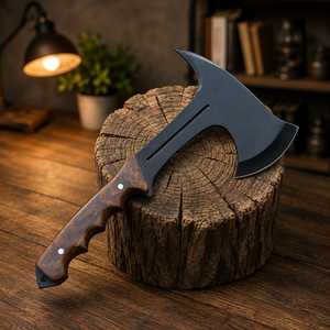 Cuchillo para Pizza de Acero al Carbono Forjado a Mano, Mango de Madera de Palisandro, 9 Cuchillas, Grado Industrial, Herramienta para Bushcraft, Camping y Supervivencia al Aire Libre - Product Image 4