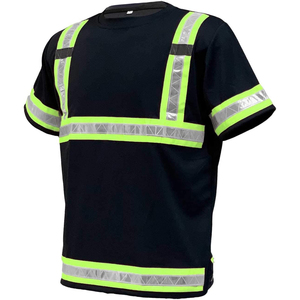 T-shirt de sécurité haute visibilité, classe 1 ANSI, EN ISO 20471 classe 2, LED clignotante, noir, vert lime, bandes réfléchissantes, manches courtes, travail - Product Image 6