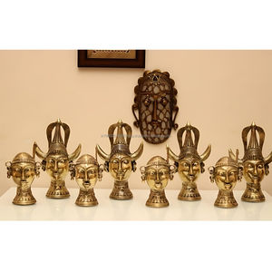Figurines en laiton antique Bastar Dhokra faites à la main, bustes de Madia Madin pour hommes et femmes, 9 pouces, décoration pour la maison et le bureau, art indien - Product Image 3