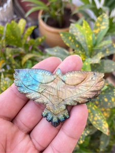 Labradorite Eagle Figurine | Hand Carved Crystal Bird <b>Statue</b> for Home Decor, Gifts & Collectors - Product Image 1
