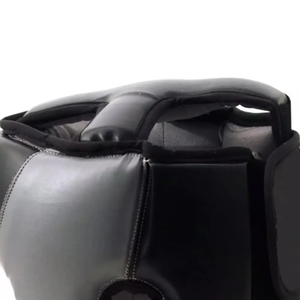 Protège-tête de boxe en PU noir avec garniture verte et dorée, fermeture réglable auto-agrippante, équipement de protection léger unisexe pour adultes - Product Image 4