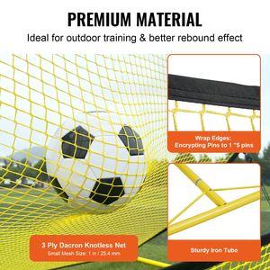 อุปกรณ์ฝึกฟุตบอลแบบพกพาแบบ2-in-1 rebounder NET 71 "x 40" อุปกรณ์ฝึกเหล็กสำหรับการฝึกเดี่ยววอลเลย์ผ่านการฝึกกีฬา - Product Image 4